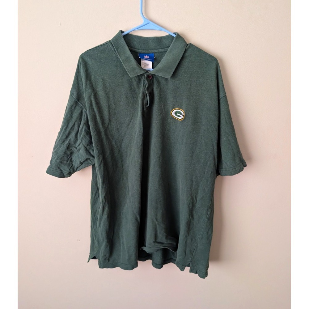 Reebok Polo Shirt Mens XL Green NFL Green Bay Packers Licensed Vintage Y2K